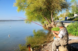 Man on holiday fishing